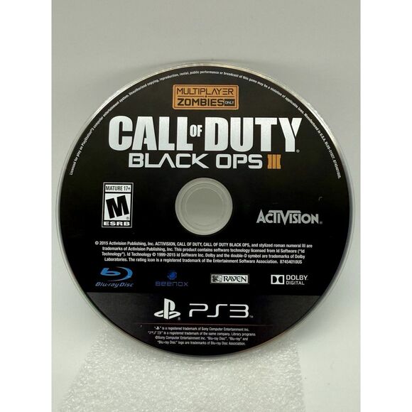 Call of Duty: Black Ops III‎ PS3 Multi-player &  Zombies Only Disc Only Tested - Picture 1 of 1